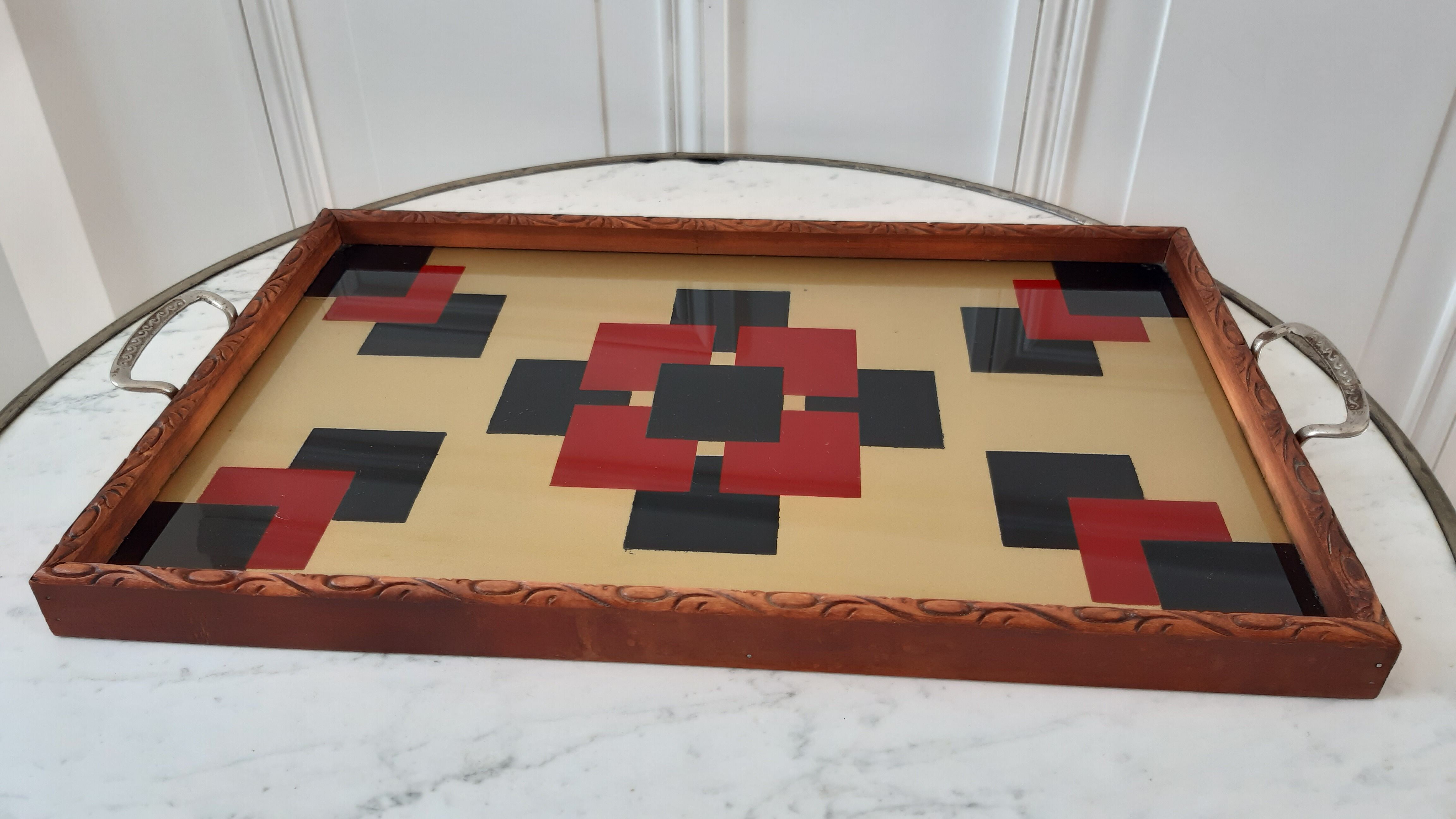 Art deco tray with geometric patterns 30s