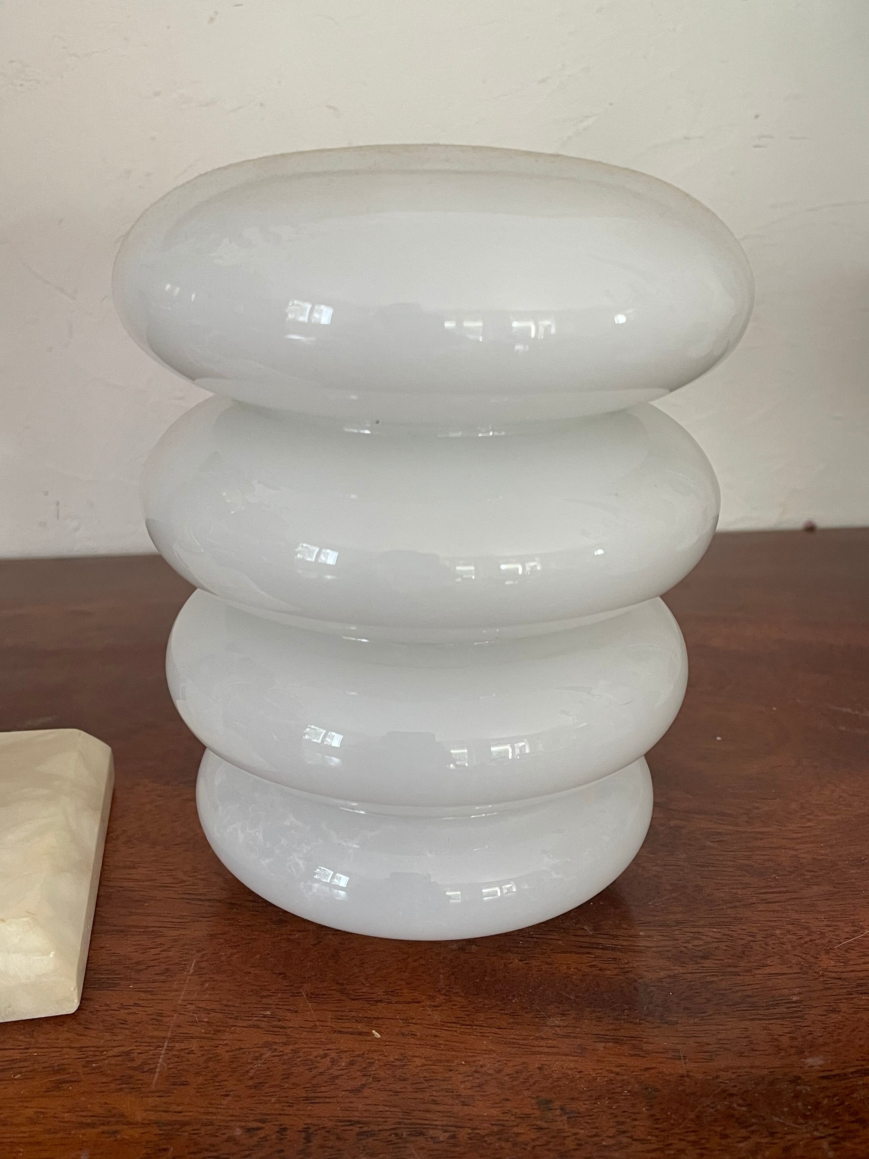Pair of Art Deco marble and opaline lamps
