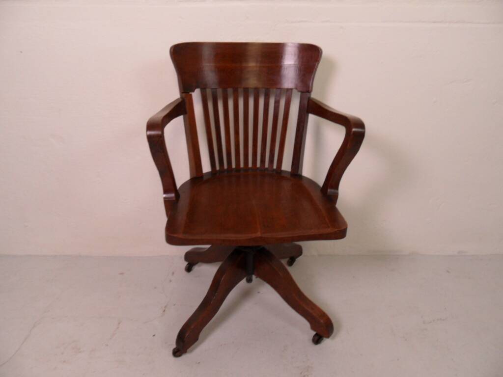 Antique oak office armchair