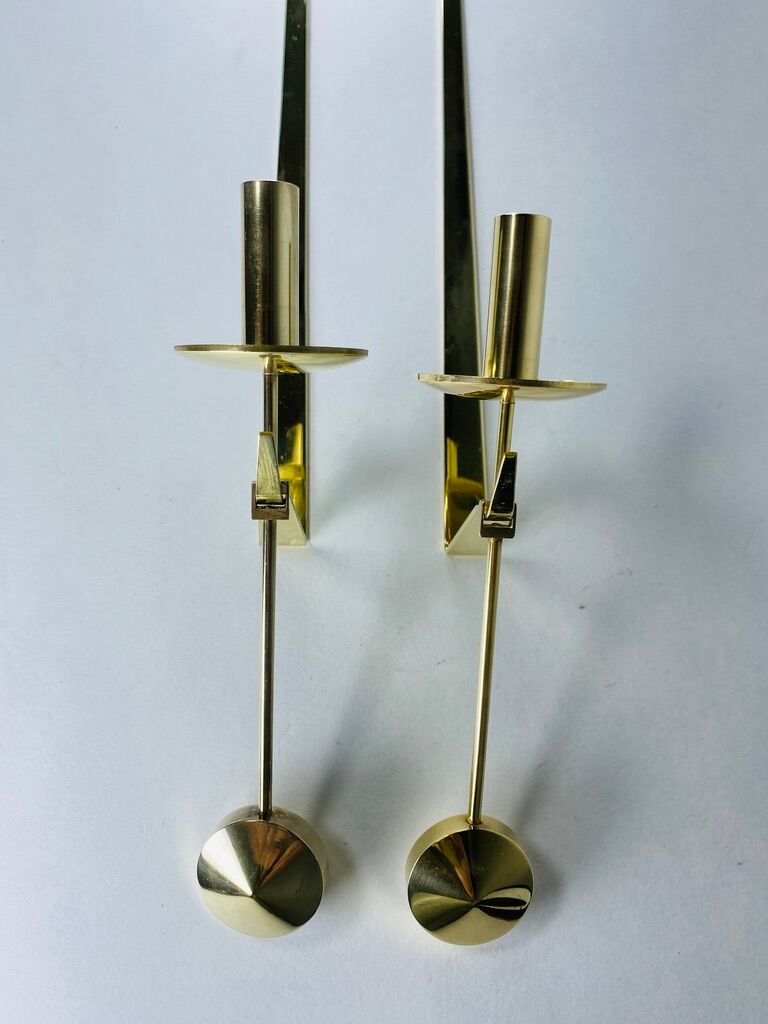 Pair of Wall Candle holder Skultuna Sweden 1970 Pierre Forsell 1607 vintage
