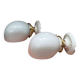 Paire d’appliques vintage en opaline blanche