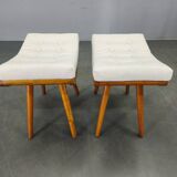 Pair of Mid-Century Maple Wood Stools, 1960, Czechoslovakia