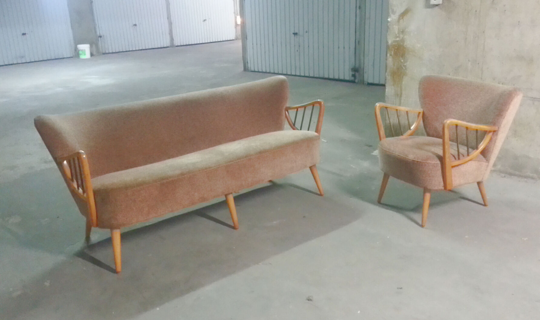 Sofa sofa Danish Scandinavian organic vintage 50/60s golden yellow