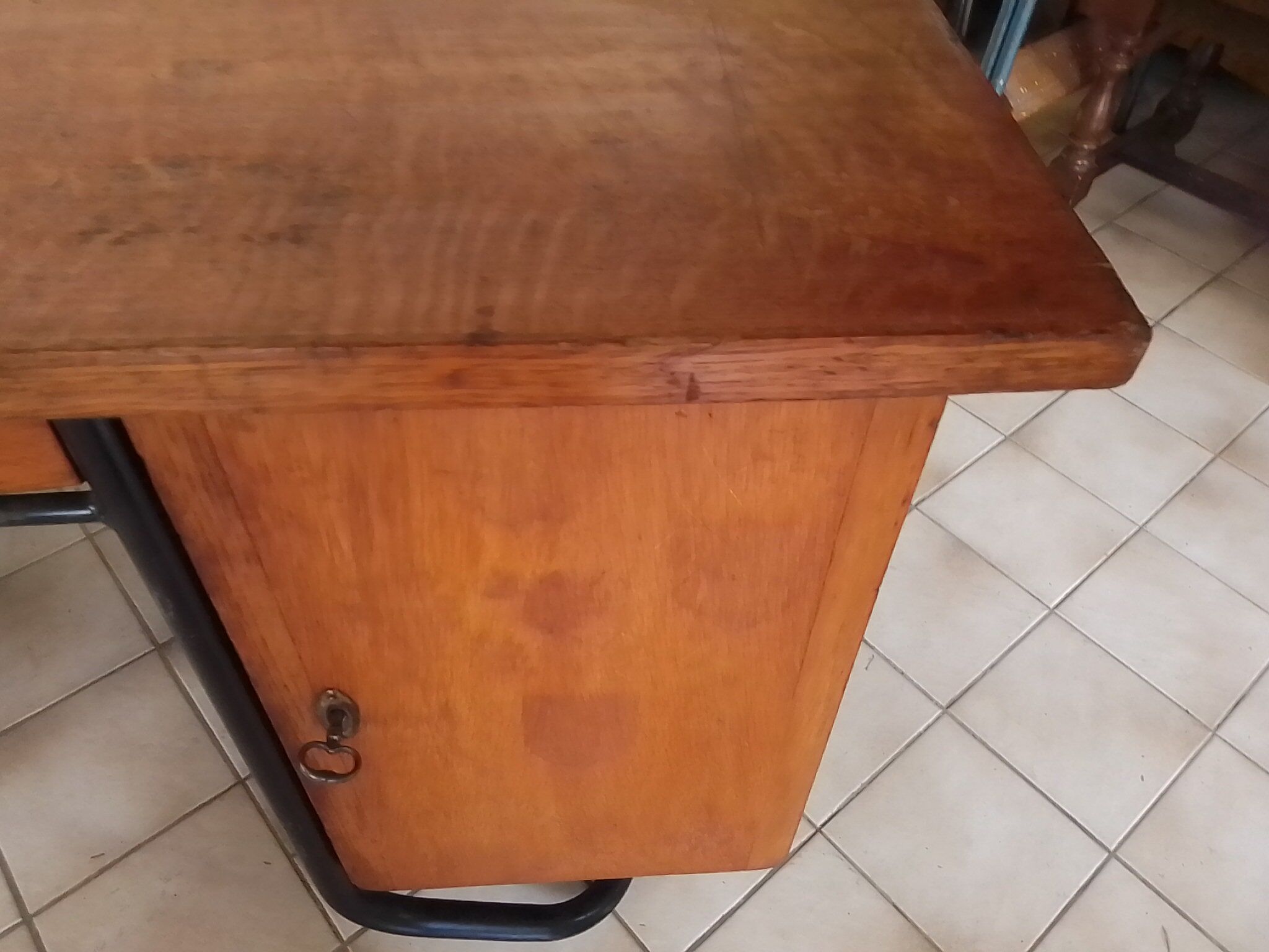 Vintage metal wooden desk and frame