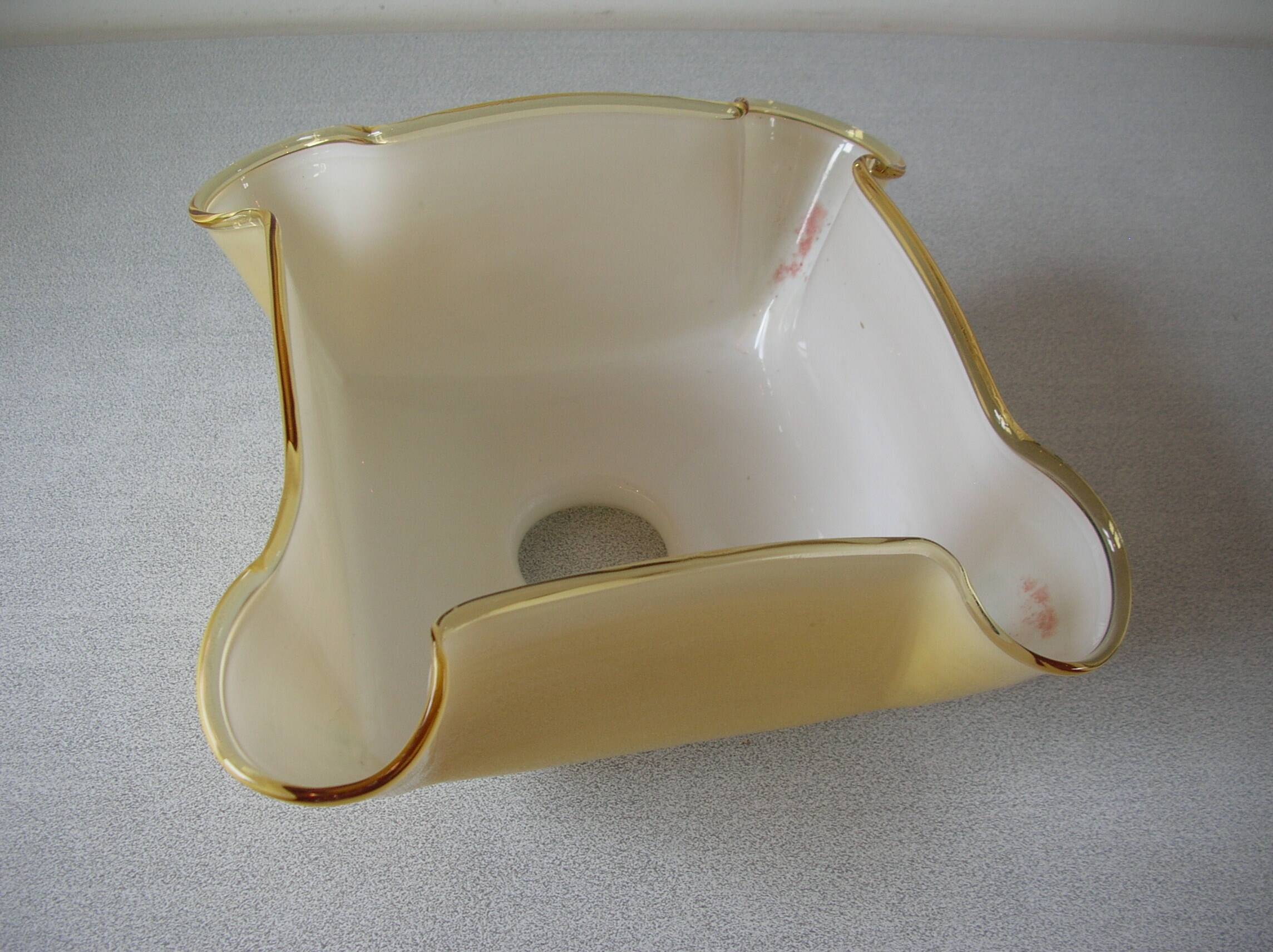 Old globe lampshade pendant in white caramel glass vintage decorative light fixture