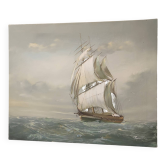Oil on canvas marine signed