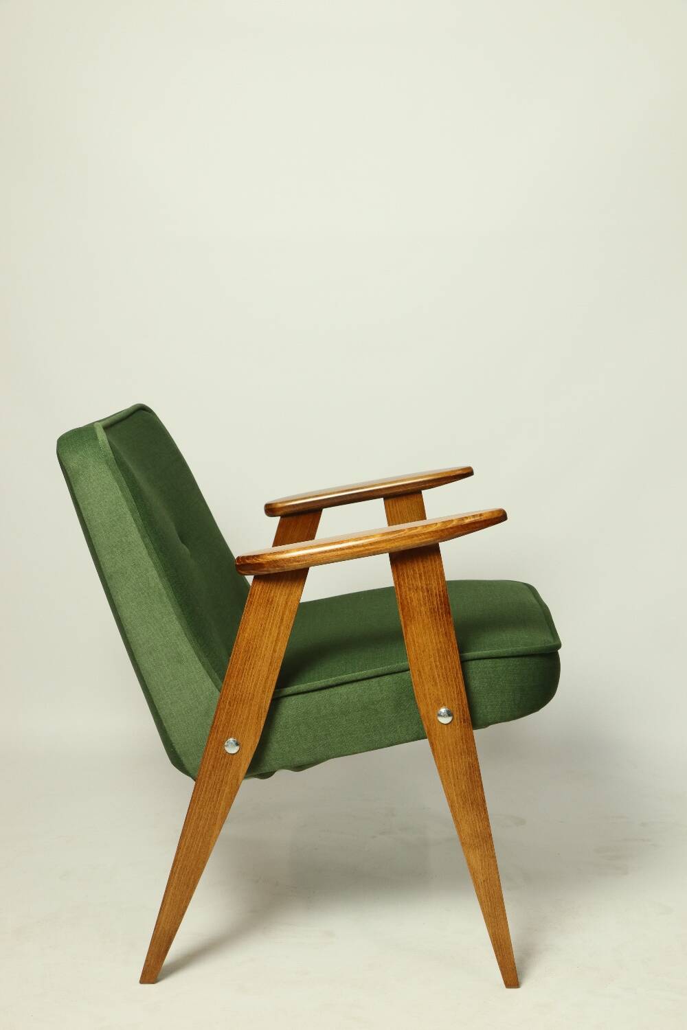 Fauteuil vintage en velours d'herbe verte chaise en bois salon