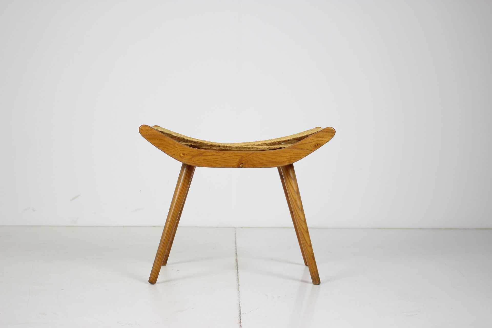 Mid-century wooden footstool/ ULUV, Czechoslovakia