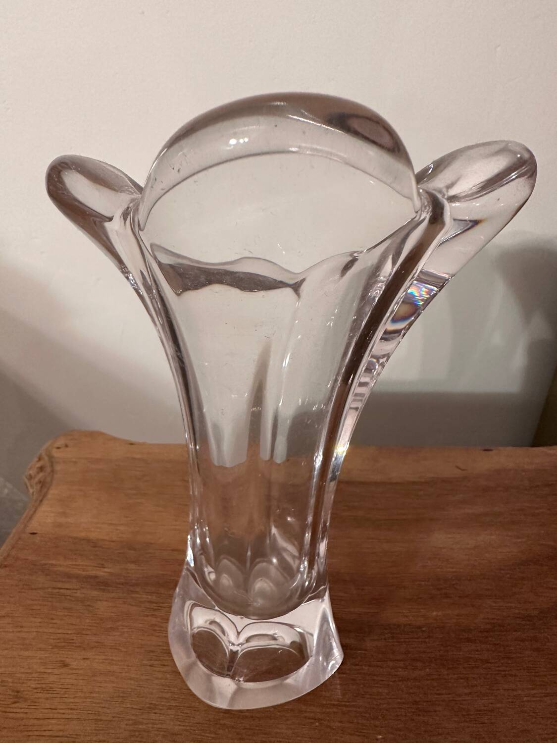 Small corolla vase in crystal from Vannes art-deco period - h 18.5 cm