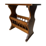 Turned wood magazine rack side table – vintage rustic style