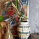 West-Germany vintage ceramic vase washes with graphic pattern