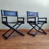 Vintage Safari Regiestühle X-Chair von McGuire, 50er Jahre, 4er Set