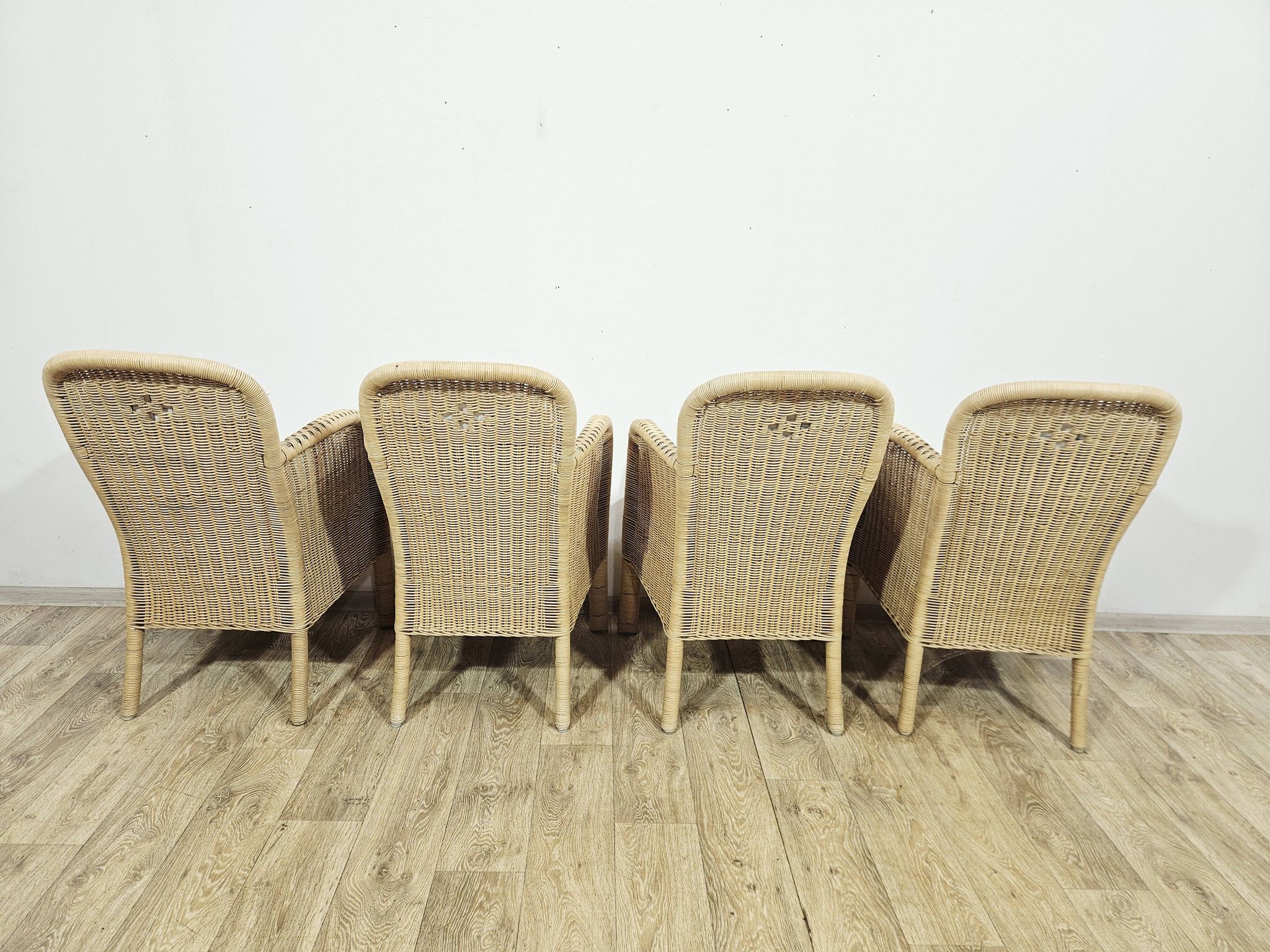 Set of 4 wicker armchairs / Domicil Möbel / Germany/ 1990s.