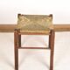 Vintage stool, square, in solid wood, straw seat.