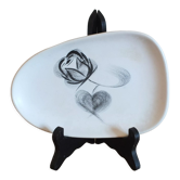 Ravier vintage forme libre Niderviller modèle rose noire