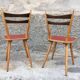 Pair of bistro and bohemian beech chairs, compass feet 1950