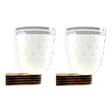Large Art Deco Wall Lights in Blown Glass and Brass, Italy, 1940s, Set of 2