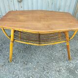Vintage rattan and bamboo table