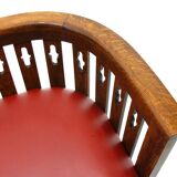 Vintage Viennese Oak Sofa and Armchair