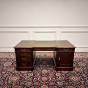 Bureau partenaire anglais classique en cuir vert