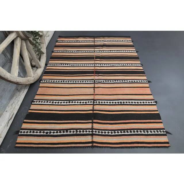 Vintage Turkish Oushak Handmade Wool Cotton Beige Area Rug 140x210