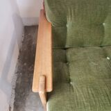 Scandinavian velvet and wood sofa