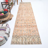 Tapis floral orange vintage, 340x85cm