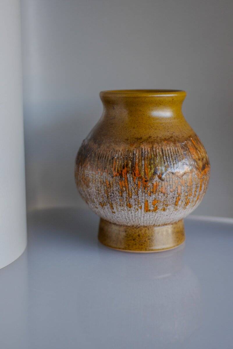 Mid-century Scandinavian modern art pottery vase in ceramic from Tilgmans, Sweden