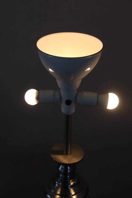 Large table lamp in satin-chrome steel by Goffredo Reggiani, Italy 1970s