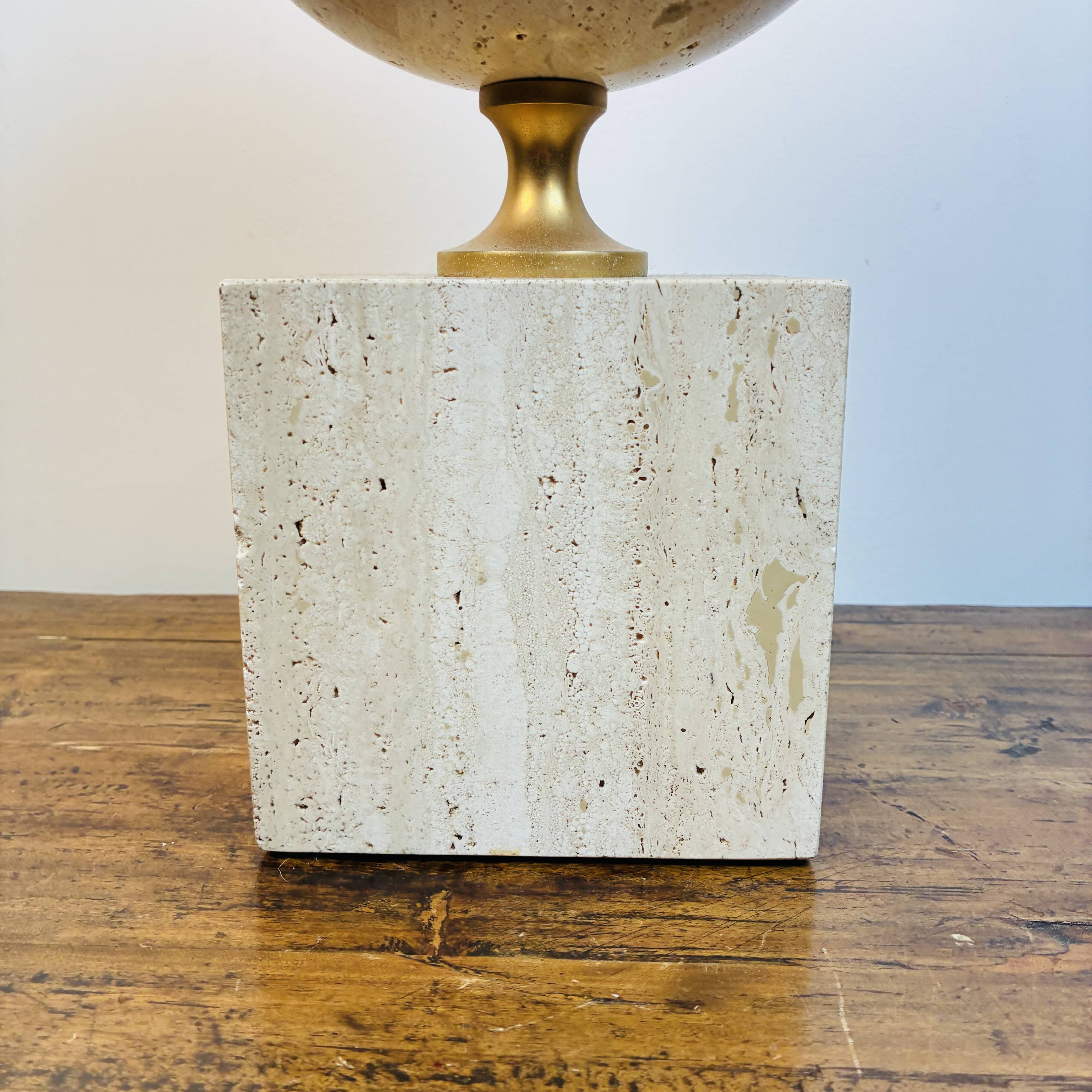 Philippe Barbier Lamp Maison Barbier Travertine and Brass Vintage 1970 - 60