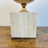 Philippe Barbier Lamp Maison Barbier Travertine and Brass Vintage 1970 - 60