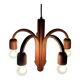 Suspended Sputnik counterweight lamp with 5 arms in teak by Domus, 1970s, Italy.