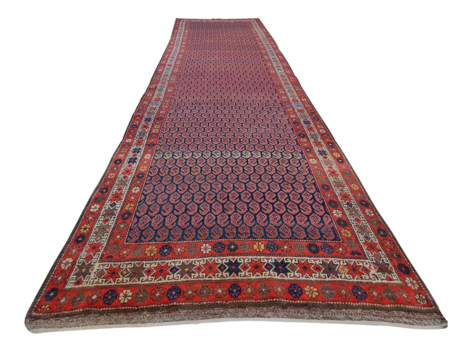 Vintage Turkish hallway rug 112x405 cm