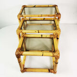 Set of 3 bamboo tables - modular, Germany, 1970s