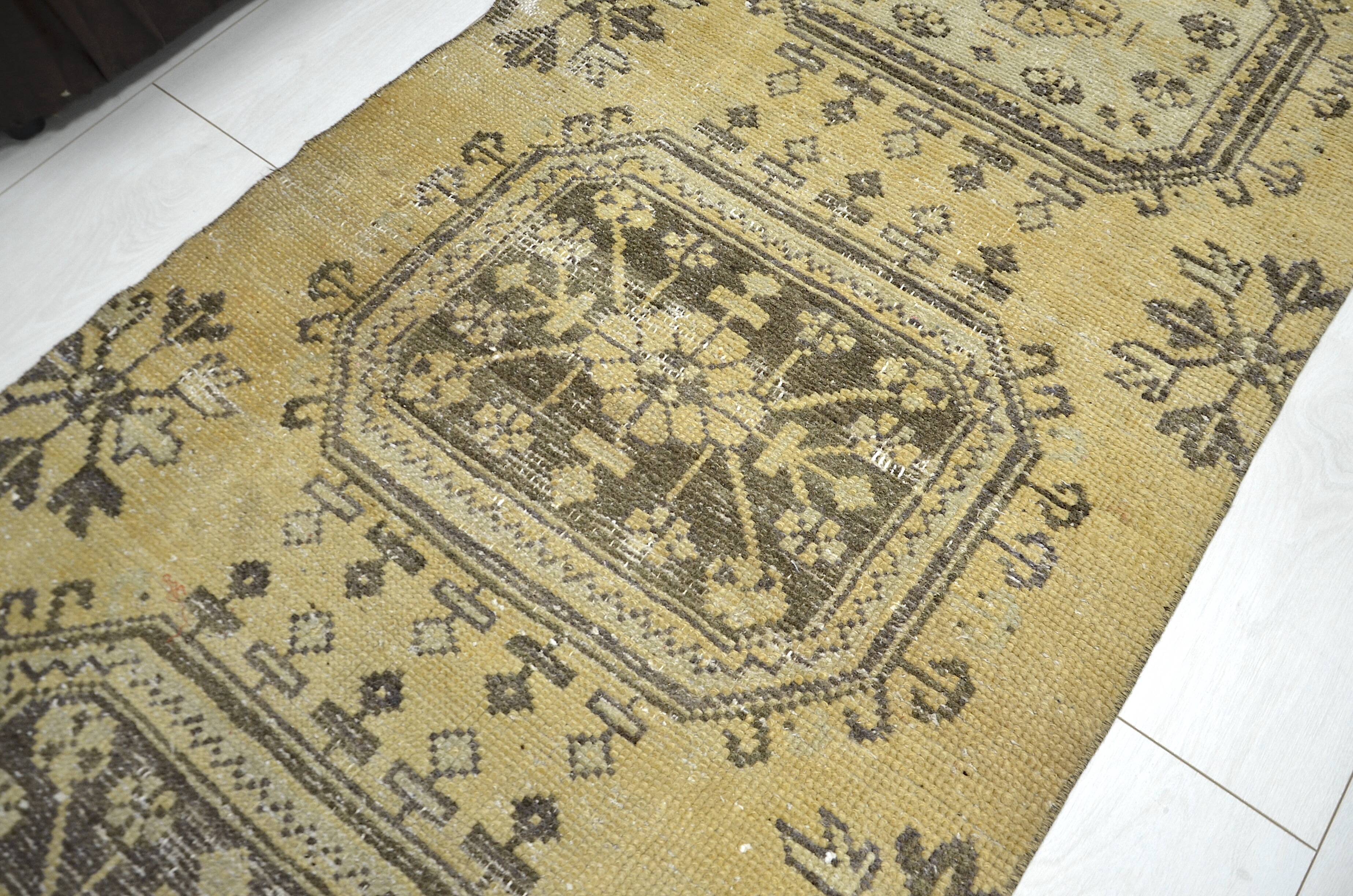 Yellowish & Brown Oushak Runner sku 2255.