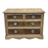 English chest of drawers in frene and nineteenth yew magnifying glass