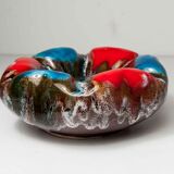 Colorful ceramic hexagonal ashtray in 1960s