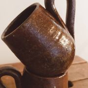 Pair of large mugs in pyrite stoneware