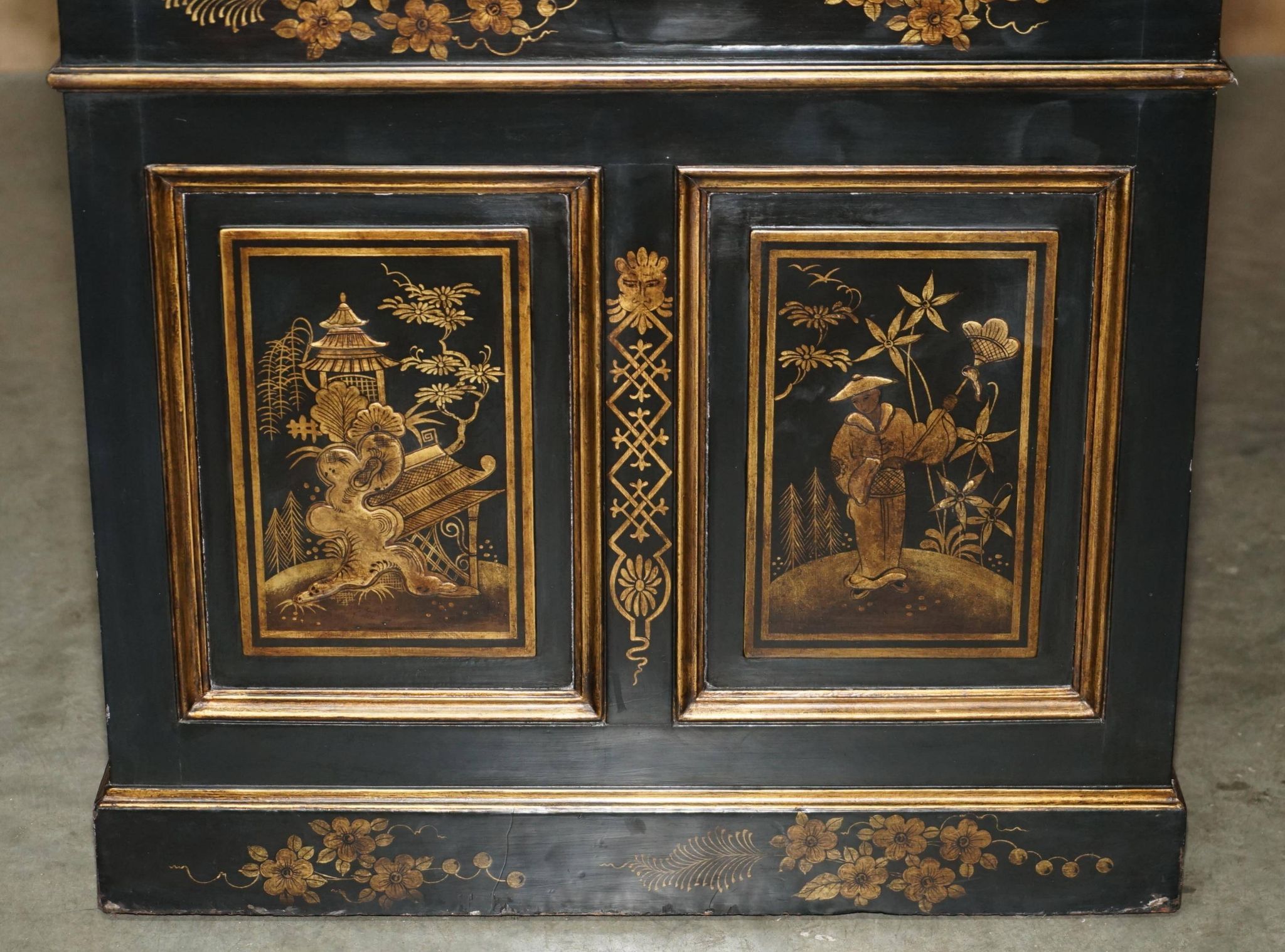 Bureau Chinois Chinoiserie 19ème Siècle Cuir Napoléonien