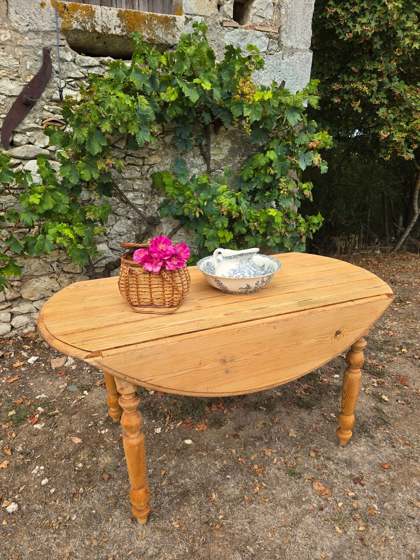 Table à abattants pliable en bois massif brut