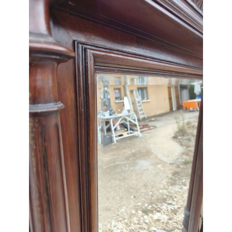 19th-century oak mirror, bevelled