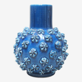 Vase turquoise pine cone Italy 60s