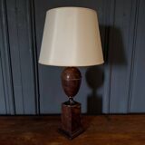 Marble effect lamp with its 1980s lampshade on shower stand