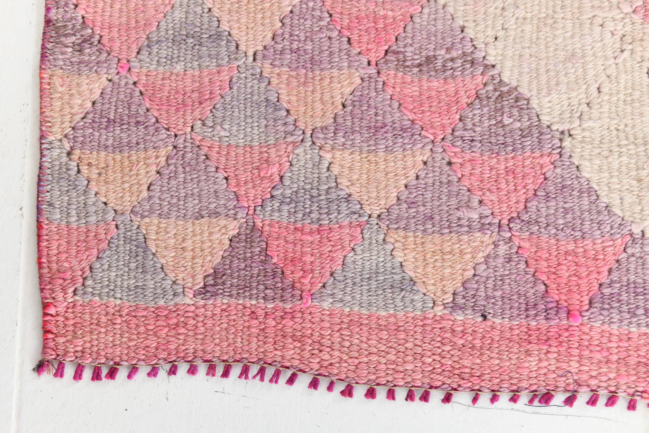 3x12 Pink Purple Kilim Runner Rug 84x347Cm