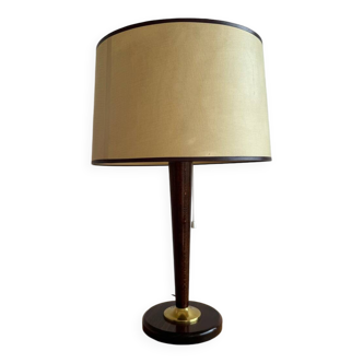 Lampe de table vintage en bois et laiton