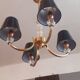 Vintage chandelier year 50 in brass and molded glass