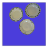 3 assiettes plates faïence ancienne St Amand Salins  vert