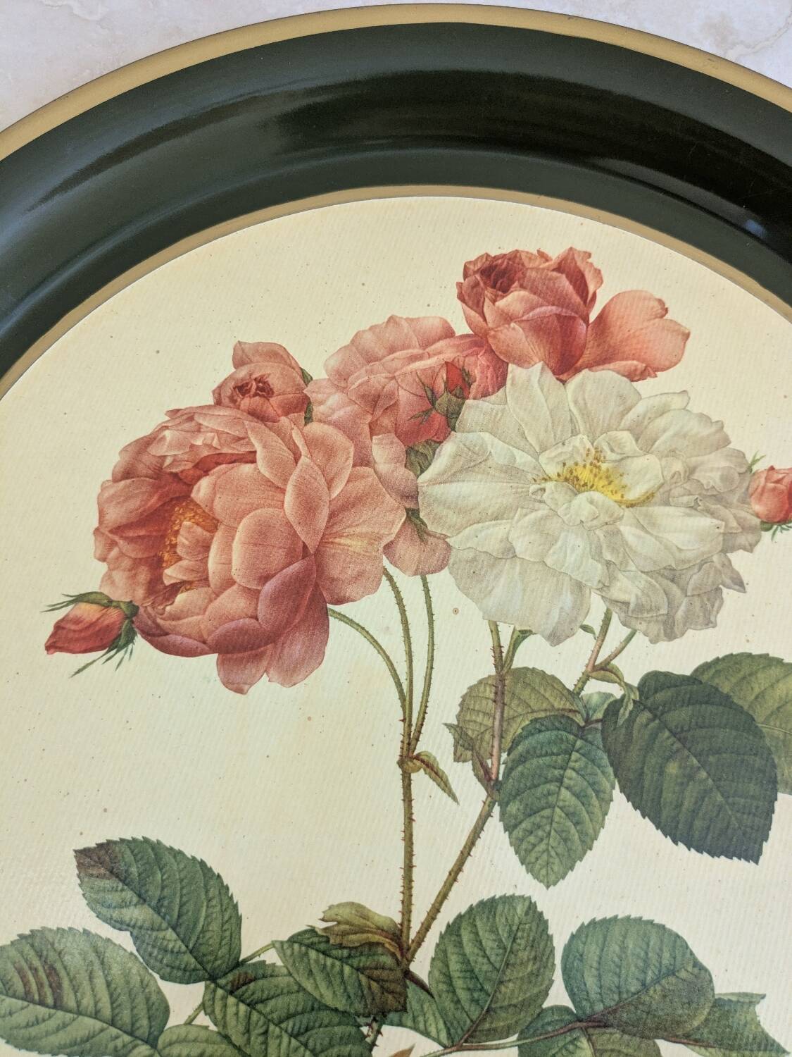 Plateau métal décor floral