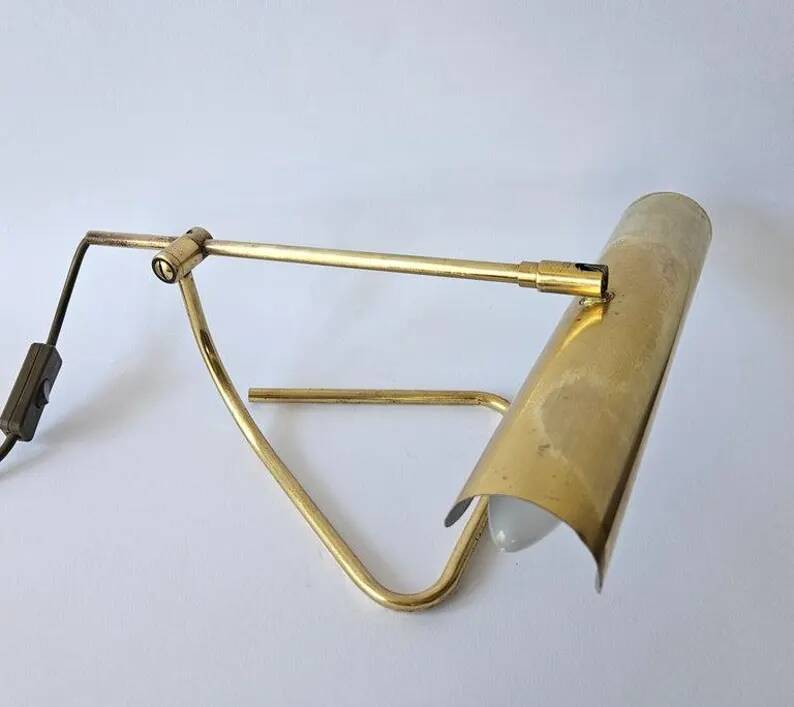 Rare Midcentury Brass Table or Desk Lamp OMI, Office or Bank, Germany, 1970s