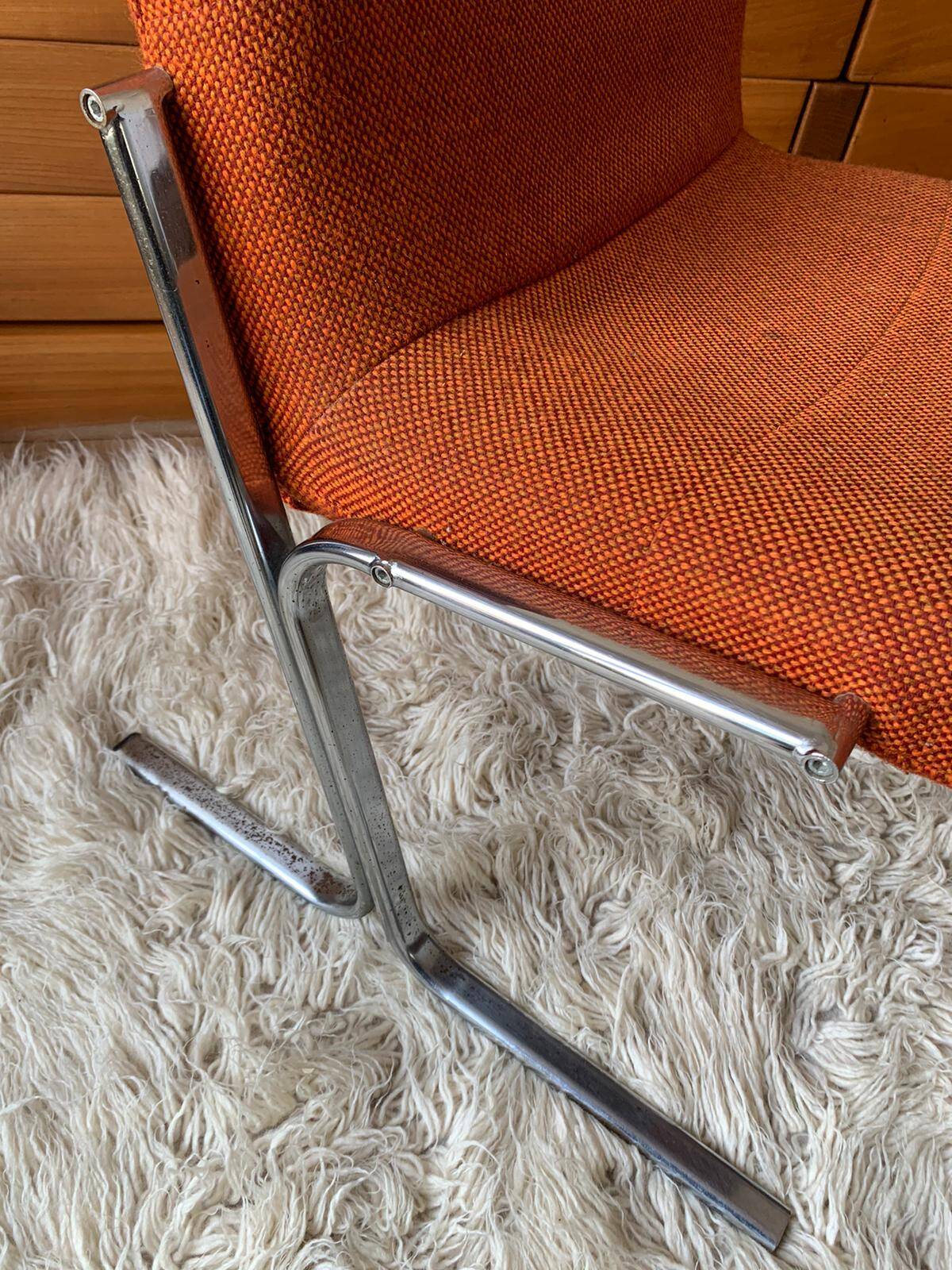 Fauteuil vintage en tweed orangé